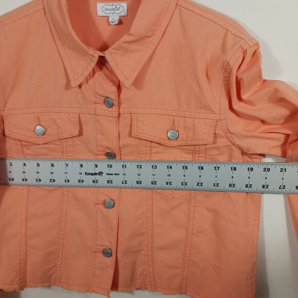 Mudd Pie, S, Tangerine "Jean Jacket Look" Cropped Cotton Jacket Lt. Wt., Casual - Picture 8 of 14